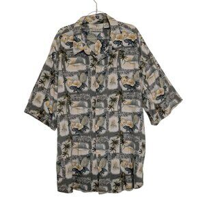Vintage Summa 100% Silk Hawaiian Shirt Mens Size XXL Green Floral Pineapple